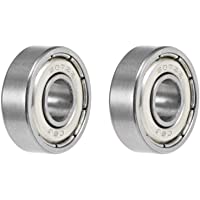 sourcing map 607ZZ Profunda Ranura Bola Rodamientos 7mm x 19mm x 6mm Doble Blindaje Cromado Acero Z2 2uds